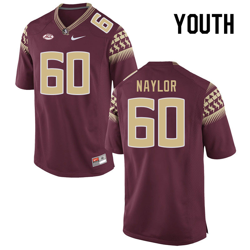 Youth #60 Peyton Naylor Florida State Seminoles College Football Jerseys Stitched-Garnet - Click Image to Close